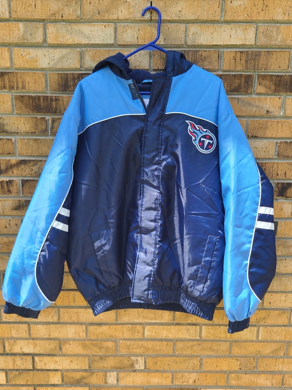 NFL Tennessee Titans Hooded Puffer Jacket XL Blue Full Zip Winter Coat